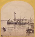 Shipping in the harbour and lighthouse [Stereoview]